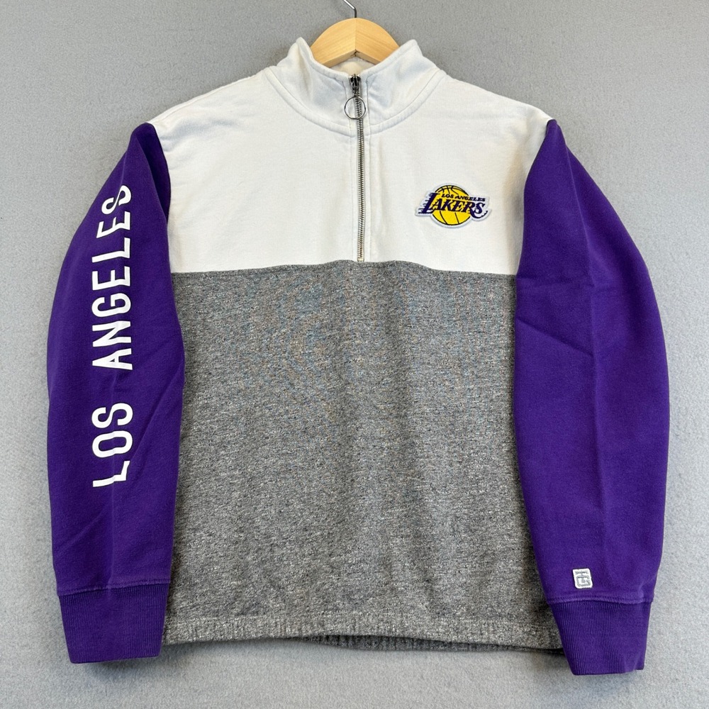 Tailgate Los Angeles Lakers Quarter Zip Pullover Womens M Purple Grey White NBA